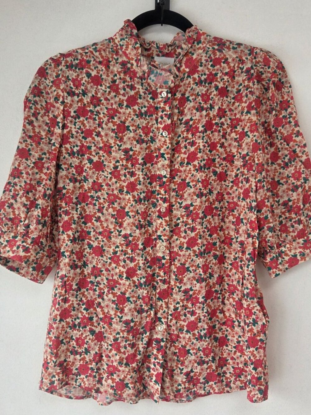 Jolie Jolie Petite Mendigote Pink Ditsy Floral Blouse Top Shirt Women's S